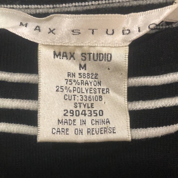 Max Studio M black and white knit dress + stripes! - Picture 2 of 5